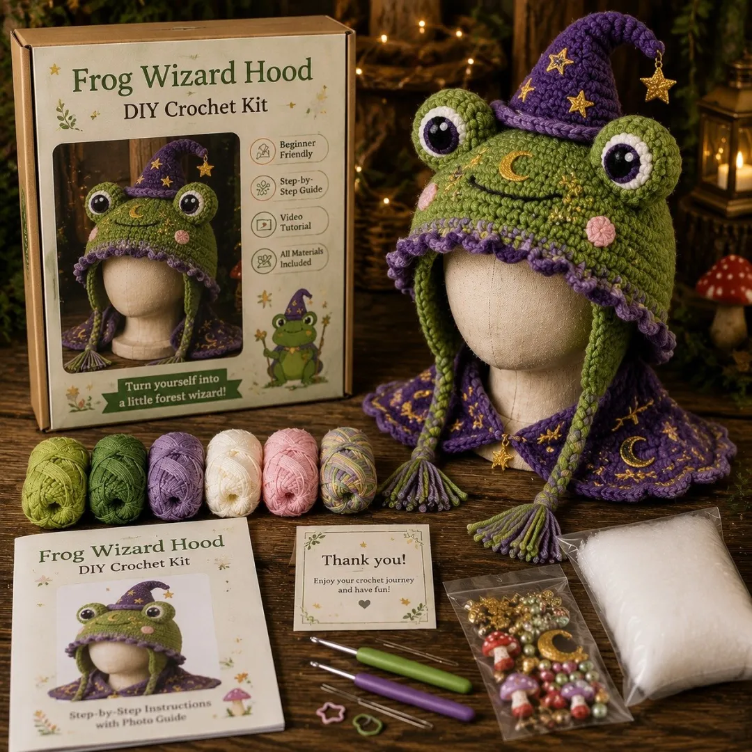 🔥Last Day 50% OFF - 🧵Fantasy Hood Hat DIY Crochet Kit – Create Your Own Magical Wearable Character Hat