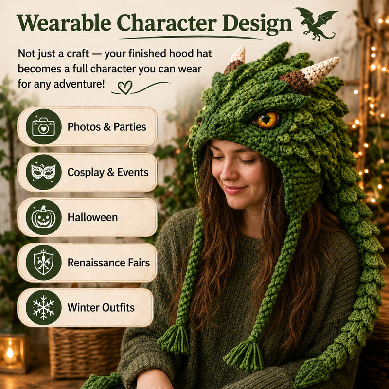 🔥Last Day 50% OFF - 🧵Fantasy Hood Hat DIY Crochet Kit – Create Your Own Magical Wearable Character Hat