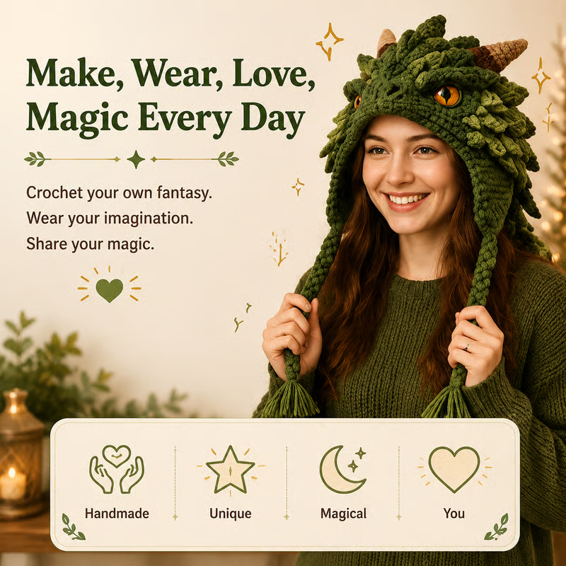 🔥Last Day 50% OFF - 🧵Fantasy Hood Hat DIY Crochet Kit – Create Your Own Magical Wearable Character Hat