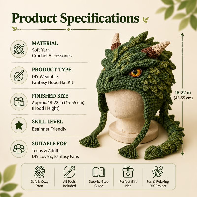 🔥Last Day 50% OFF - 🧵Fantasy Hood Hat DIY Crochet Kit – Create Your Own Magical Wearable Character Hat