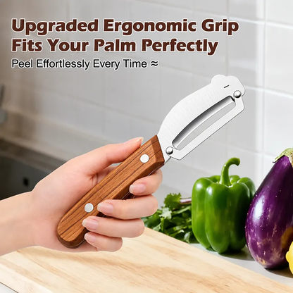 ✨Hot Sale✨Multi-Functional Vegetable Peeler for Kitchen, Ultra-Sharp Stainless Steel Blade with Wooden Handle and Bottle Opener (2 Pcs)