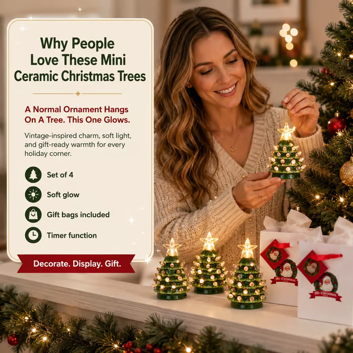 🔥HOT SALE🔥Christmas Set of 4 Mini Nostalgic Tree Ornaments with Gift Bags