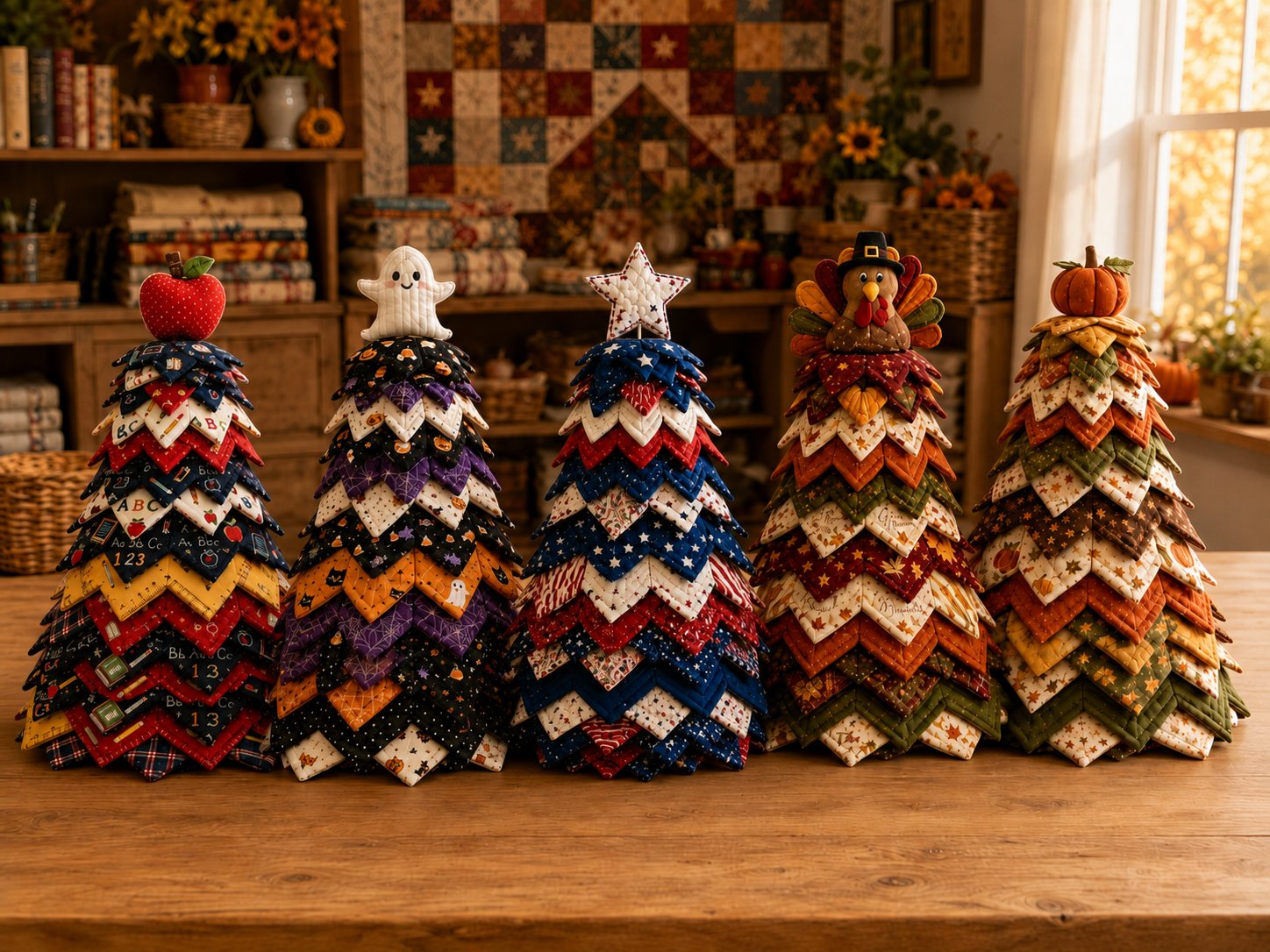 🎄Americana Christmas Tree Quilt Kit – Easy Layered Fabric Holiday Décor for Quilting Lovers