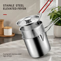 🍟 Personal Mini Deep Fryer Set – Stainless Steel Pot with Lift-Out Draining Basket & Food Tongs