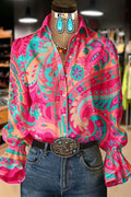 Paisley Floral Print Long Sleeve Top
