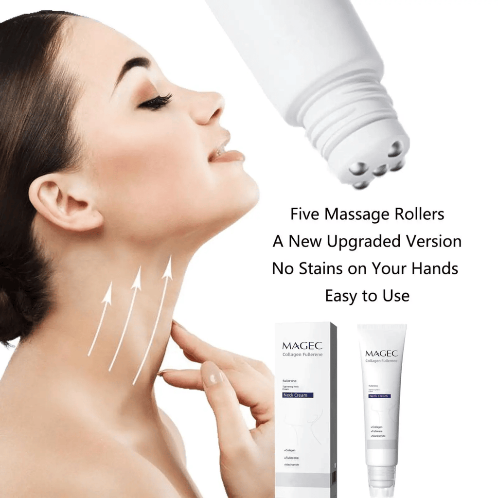 ⏰ Reduces Wrinkles and Double Chin,Five Rollers for All Around Massage,Neck Firming Cream