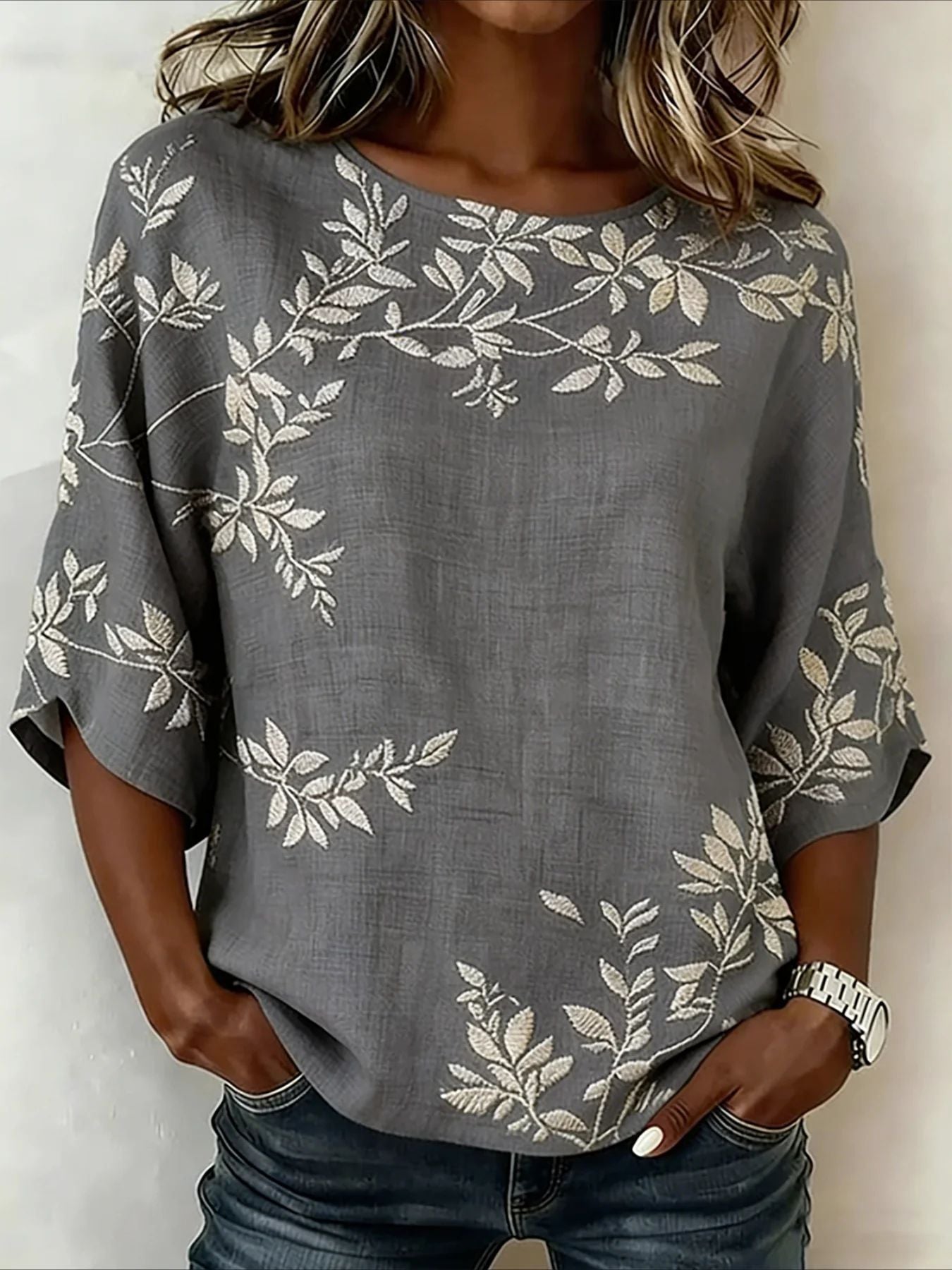 Women's Casual Round Neck Printed Top