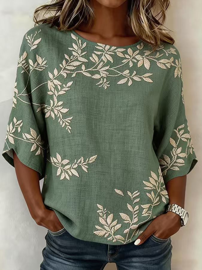 Women's Casual Round Neck Printed Top