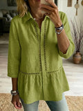 Exquisite Openwork Bohemian-Style Cotton-Linen Blend Shirt