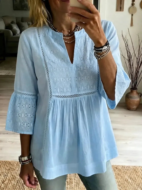 Bohemian Cotton and Linen Lace Blouse