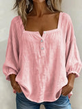 Women's Casual Solid Color Cotton Linen Shirt